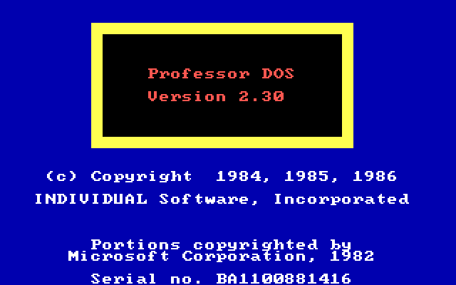 Professor DOS 2.30 - Splash